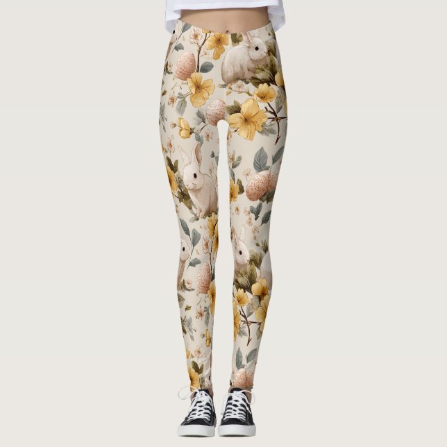 Legging Coelho de Páscoa Floral Vintage (8) (Frente)