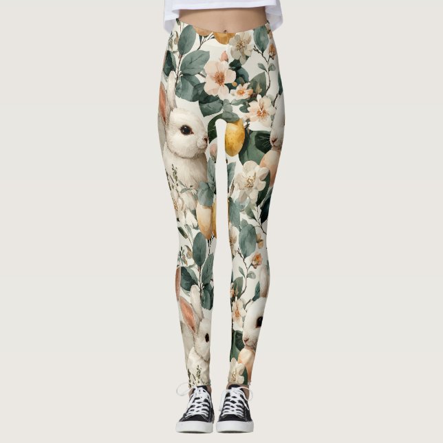 Legging Coelho de Páscoa Floral Vintage (9) (Frente)