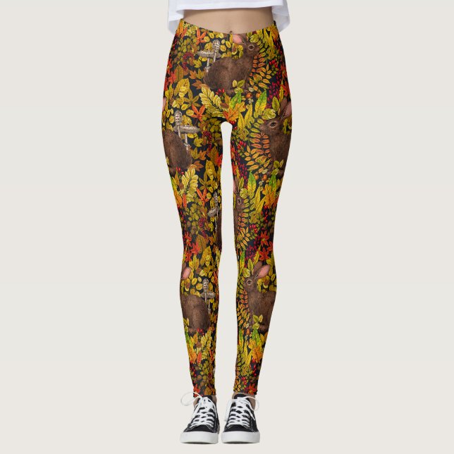 Legging Coelho do outono a preto (Frente)