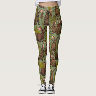 Legging Coelhos e flora florestal Leggens