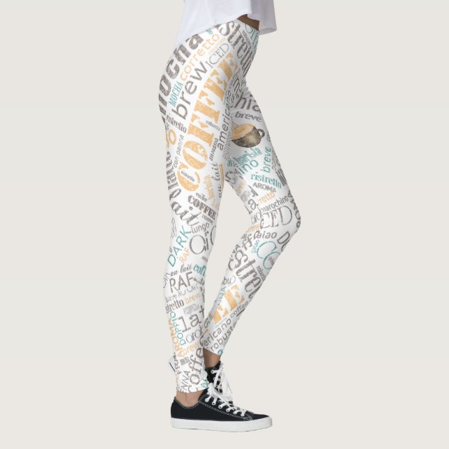 Legging Coffee Word Cloud Teal ID283 (Direita)