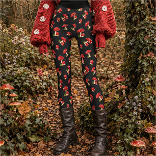 Legging Cogumelo Mágico Manchado Vermelho Fly Agaric