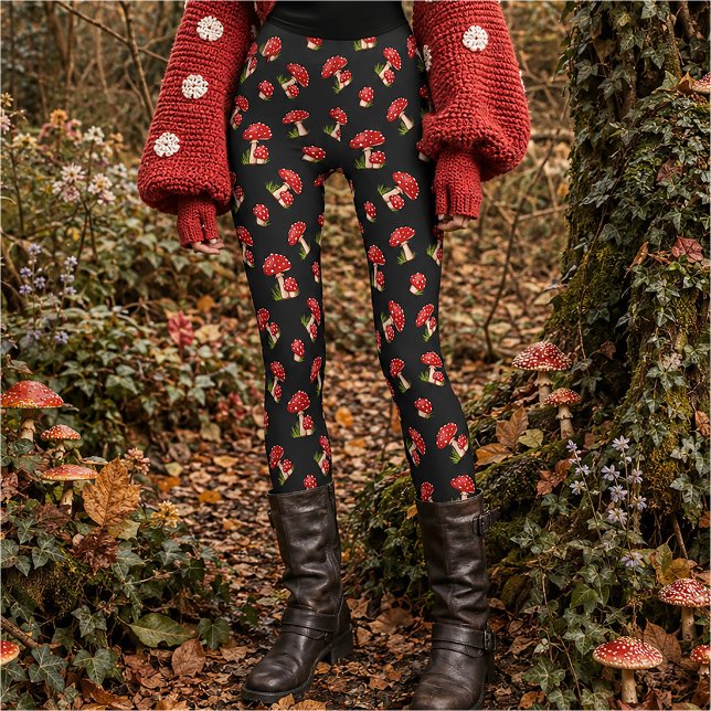Legging Cogumelo Mágico Manchado Vermelho Fly Agaric (Criador carregado)