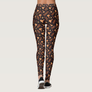 Legging Cogumelos Chanterelles Aguarela Outonal Folhas Bol