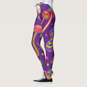 Legging Cogumelos Coloridos - Padrão de Plantas Mágicas In