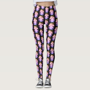 Legging Cogumelos Cor-de-Rosa Personalizados Modernos