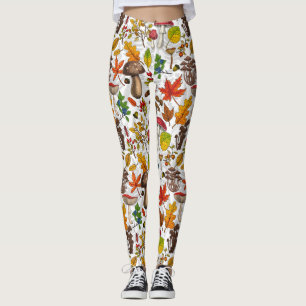 Legging Cogumelos, folhas, loucos e bagas de outono