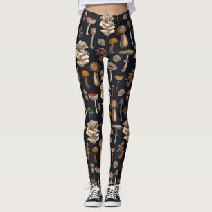 Legging Cogumelos Selvagens em preto de grafite
