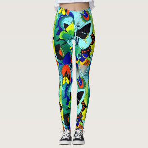 Legging Colagem bonito altivo da borboleta da cor