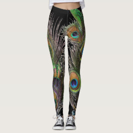 Legging Colagem da pena do pavão
