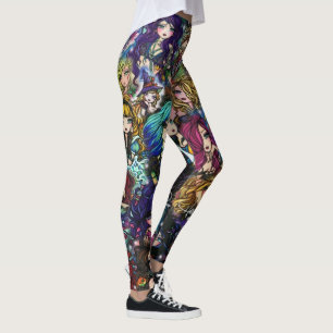 Legging Colagem das fadas da sereia da arte da fantasia de