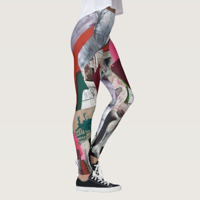 Legging Colagem de Arte Abstrata Pintada à Mão (Direita)