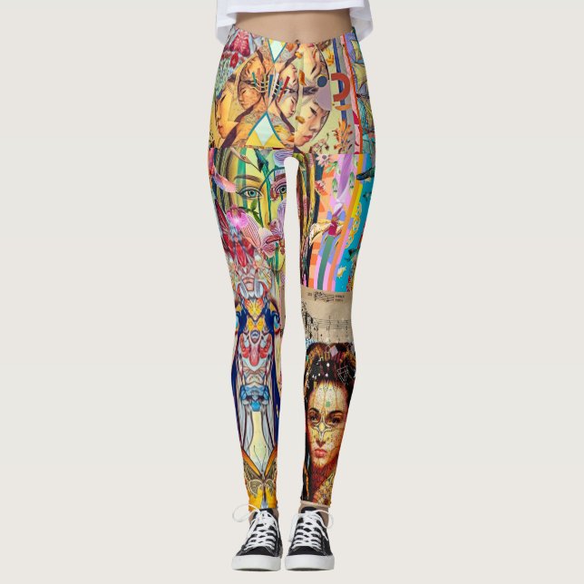 LEGGING COLAGEM DE DESIGNER DE RETRATO (Frente)