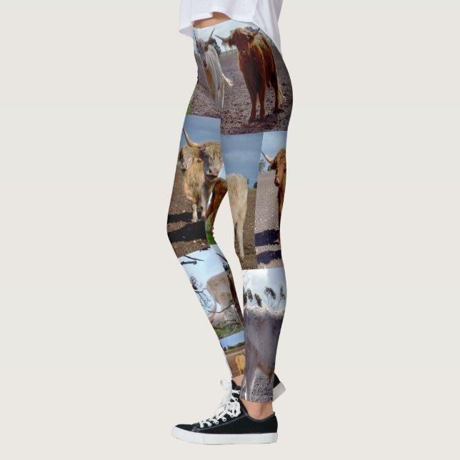 Legging Colagem de Fotos de Vaca Highland, (Esquerda)