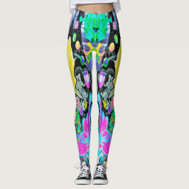 Legging Colagem de Lírio Stargazer, Rosa e Hibisco Rosa