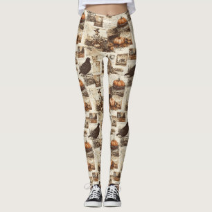 Legging Colagem de outono de Vintage   Ephemera Rustic Sep