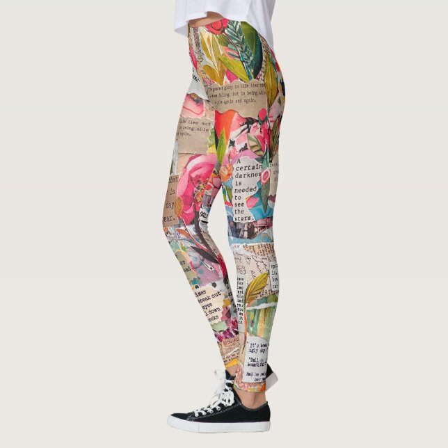 Legging Colagem de papel flexível Mídia mista (Esquerda)