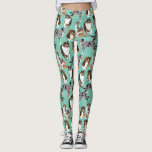 Legging Colagem de Pastores Australianos Aussie Dogs<br><div class="desc">Uma variedade de Aussies bonitinhos decoram estas leggings. Esta colagem com ilustrações realistas do estilo dos cães pastores australianos é colocada contra um fundo de cor verde da casa da moeda.</div>