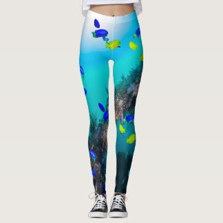 Legging colagem de recife de peixes
