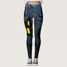 Legging Colagem de Zumbi da Casa Assombrada de Halloween