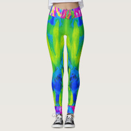 Legging Colagem do Jardim de Girassol com abstrato Patchwo
