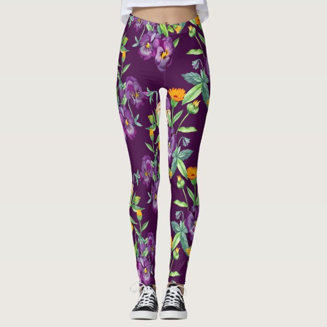 Legging Colagem floral, padrão sem falhas, abstrato digita (Frente)