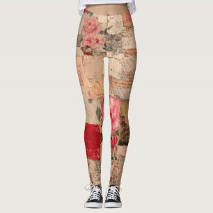 Legging Colagem Romântica de Rosa Vintage (5)
