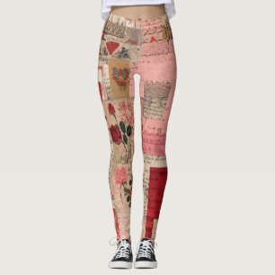 Legging Colagem Romântica Vintage de Rosa (1)