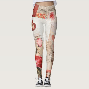 Legging Colagem Romântica Vintage de Rosa (3)