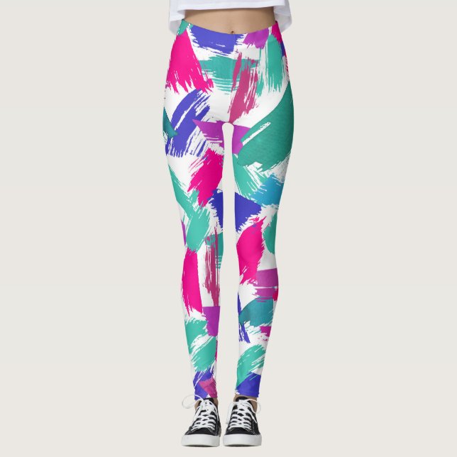 Legging Colagem Roxo Roxo Rosa Moderna (Frente)