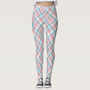 Legging Colar rosa e Xadrez azul
