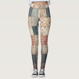 Legging Colcha de Memória Vintage Patchwork Cottagecore Am