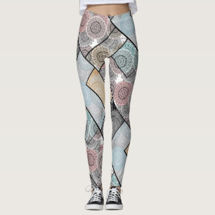 Legging Colcha de retalhos cerâmica círculos de azulejo ma