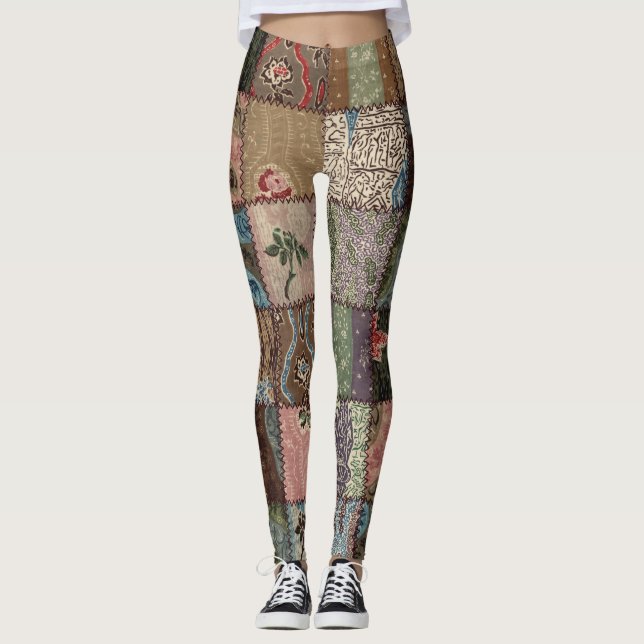 Legging Colcha de retalhos, textura 3D. (Frente)