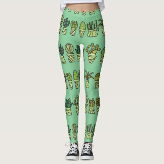 Legging Coleção De Cactus: Conjunto De Portas Desenhado À