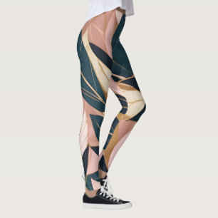 Legging Coleção de Folhas de Trendência Dourada de Boho Co