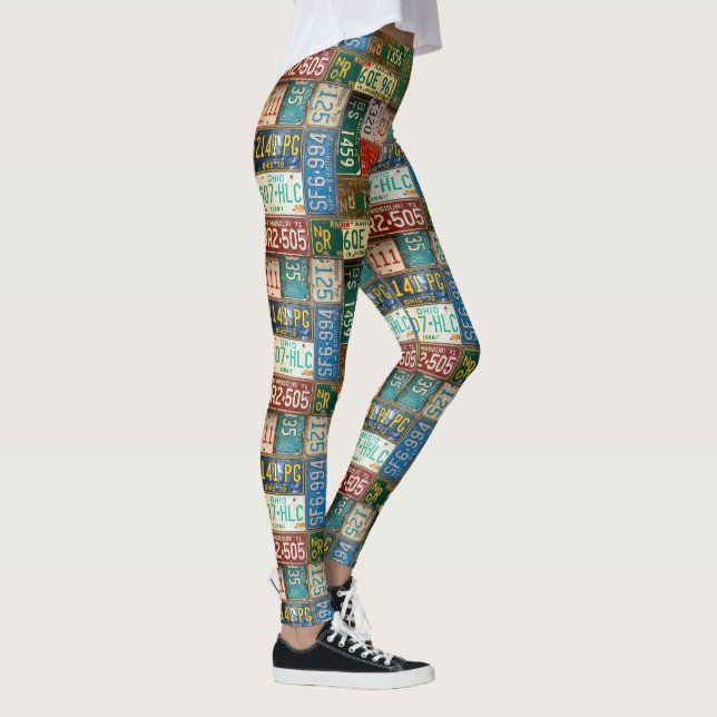 Legging Coleção de Placas de Licença Vintage (Direita)