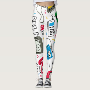 Legging Coleção de rabiscos do Vintage anos 80 90.