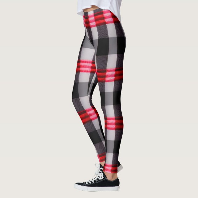 Legging Coleção de Xadrezes Pretas Abstrato Vermelha xadre (Esquerda)