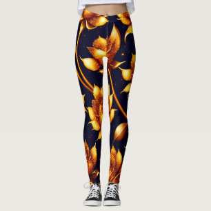 Legging Coleção Dourada de Rosa de Grande Luxo Moderno
