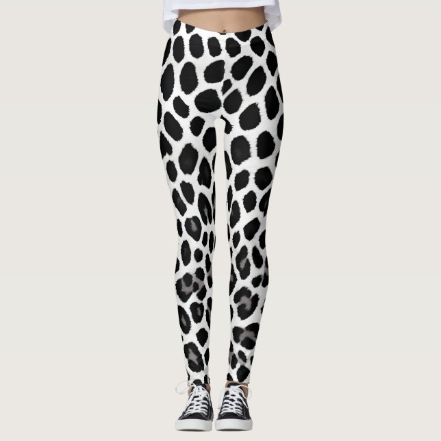 Legging Coleção Elegante de Leopardo Branco de Luxo Popula (Frente)