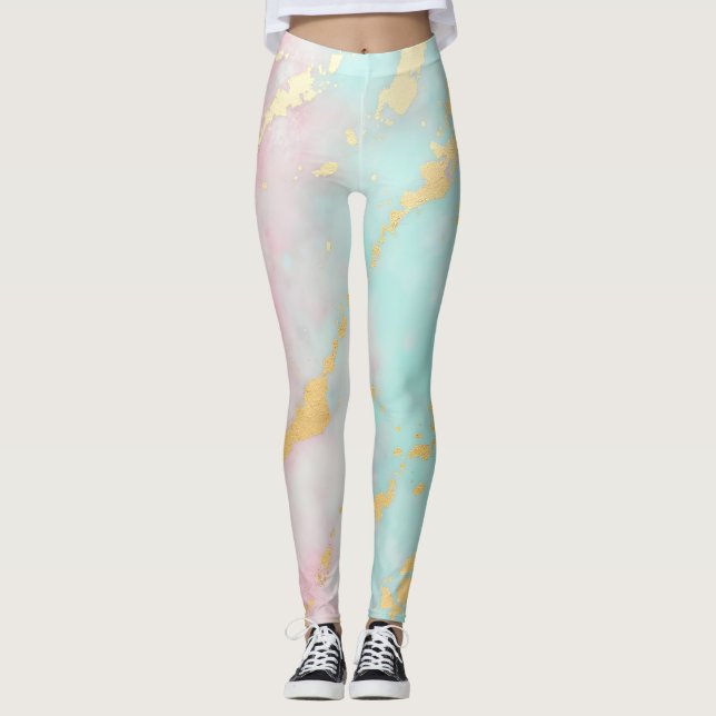 Legging Coleção Luxo Rosa Bege Tendência Soft Mint Dourado (Frente)