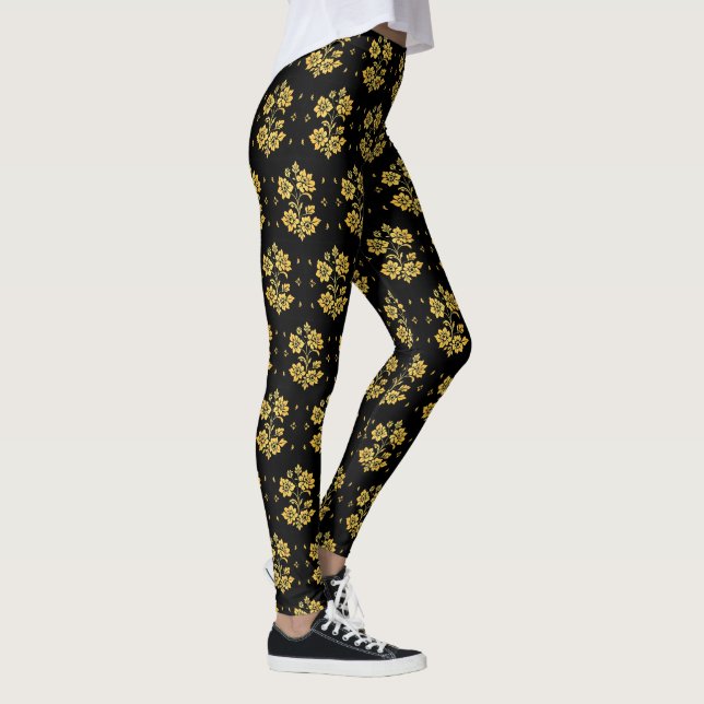Legging Coleção Moderna de Luxo Floral Elegante (Direita)