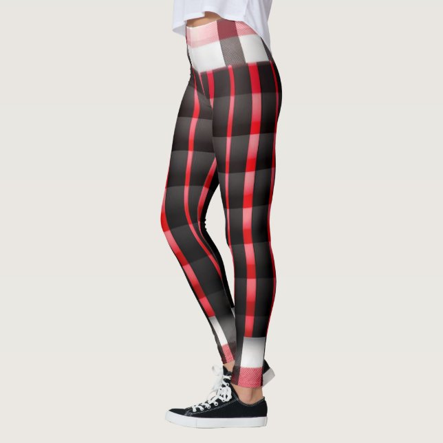 Legging Coleção Moderna de Xadrez Preta abstrato (Esquerda)