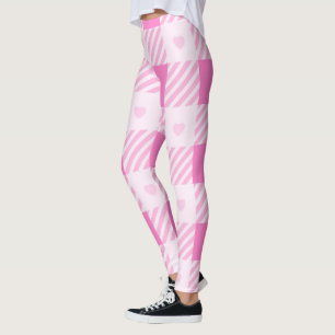 Legging Coleção Rosa Moderna de Xadrez de Amor