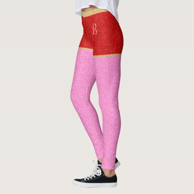 Legging Coletor Vermelho Monograma Curto Minúsculo Pontas  (Esquerda)