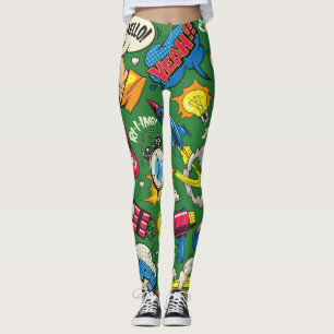 Legging Colheita de Pop de Arte Retro Vibrante