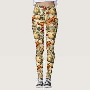 Legging Colheita Floral de Abóbora de Ação de Graças Vinta