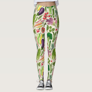 Legging Colheita vegetal e herbácea no jardim a branco