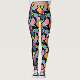 Legging Colher Esta Colorida Perna Preta De Pickleball